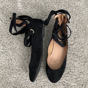 Black Ballerina Flats with Ankle straps
